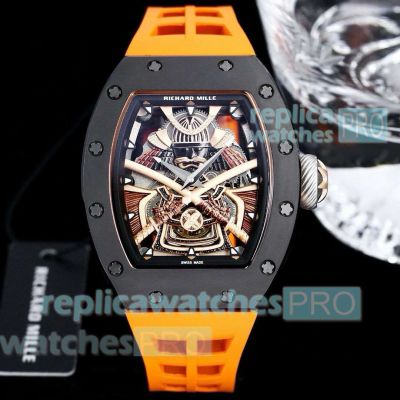 Swiss Replica Richard Mille RM 47 Limited Edition Watches Orange Strap Open-Work Dial